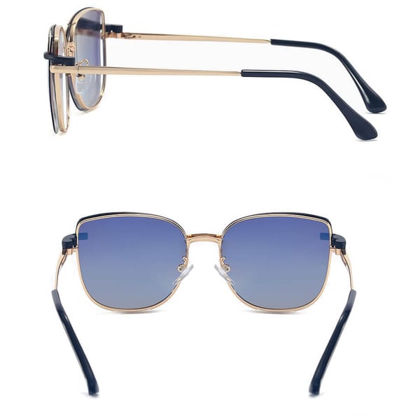 2w1 Okulary damskie do komputera + nakładka przeciwsłoneczna na magnes Clip-On 25162B panterka/złoty