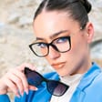 2w1 Okulary damskie do komputera + nakładka przeciwsłoneczna na magnes Clip-On 25161D szary/różowy