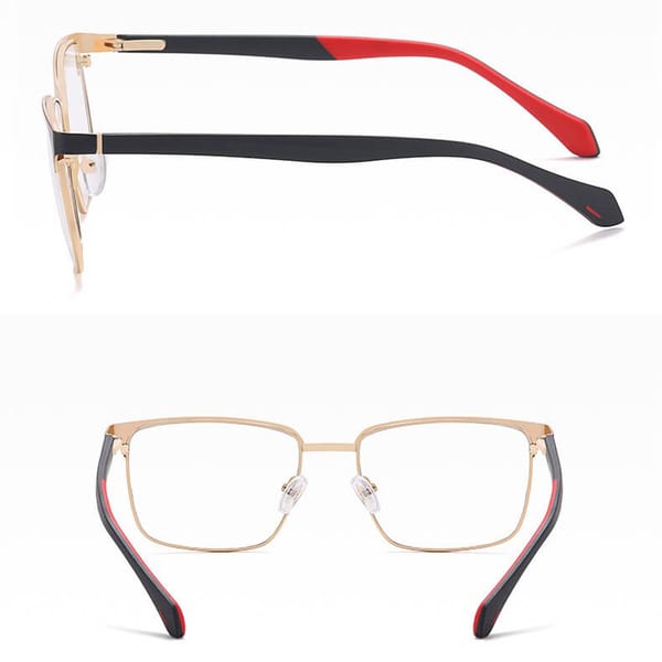 Metalowe męskie okulary zerówki z filtrem Blue Light do komputera 25141B czarne/srebrne + akcesoria