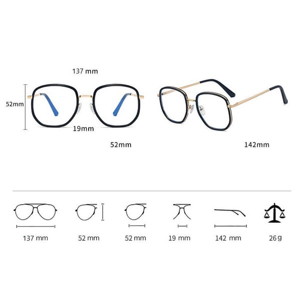 Damskie owalne okulary zerówki do komputera BLUE LIGHT na teleskopach 25155C Zielony/Złoty