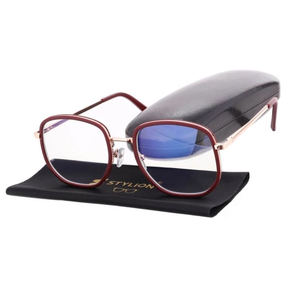 Damskie owalne okulary zerówki do komputera BLUE LIGHT na teleskopach 25155D Brązowy/Złoty