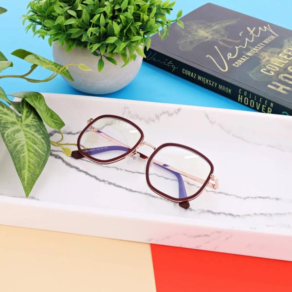 Damskie owalne okulary zerówki do komputera BLUE LIGHT na teleskopach 25155D Brązowy/Złoty