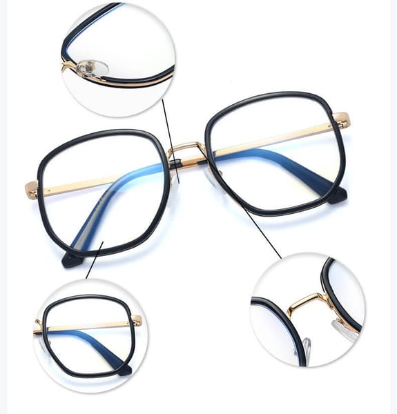Damskie owalne okulary zerówki do komputera BLUE LIGHT na teleskopach 25155D Brązowy/Złoty