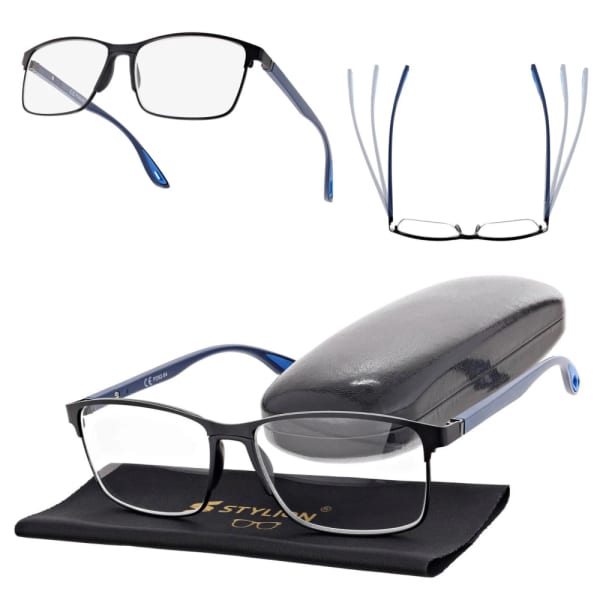 Plusy +2.00 Męskie okulary do czytania korekcyjne ST336 czarny/granat