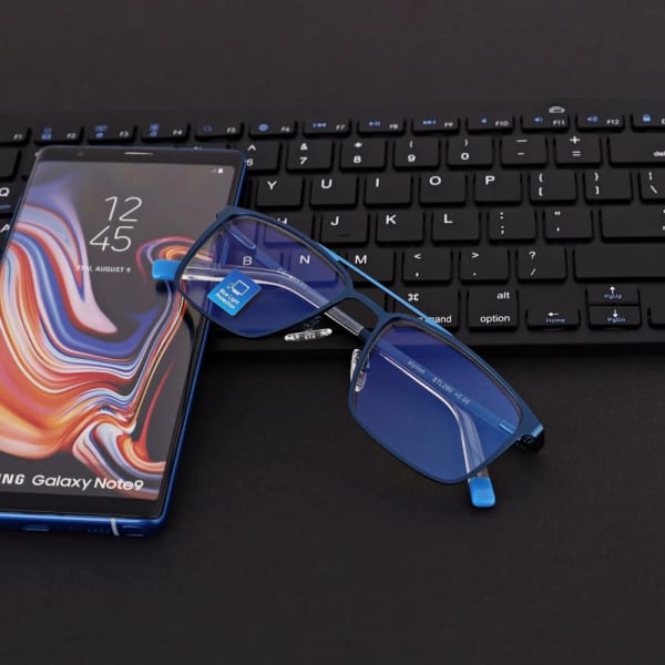 Męskie okulary PREMIUM +3.00 do czytania i komputera Blue Light+Antyrefleks STL280 niebieskie
