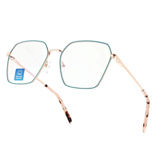 Damskie okulary PREMIUM +1.75 do czytania i komputera Blue Light+Antyrefleks STL285 złoty/zielony