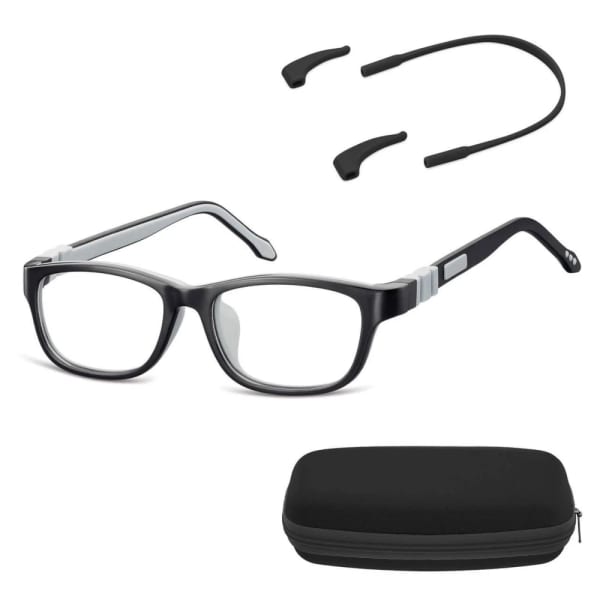 Elastyczne dziecięce oprawki okularowe zerówki prostokątne + gumka Sunoptic K6C czarne