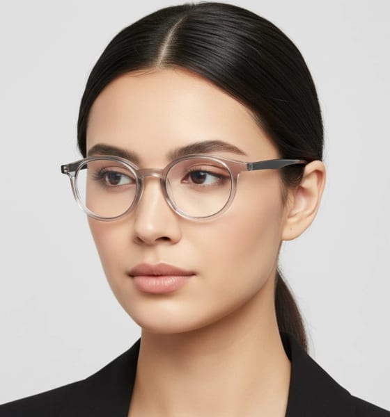 Okrągłe oprawki korekcyjne okulary zerówki TR-97 szary transparentny
