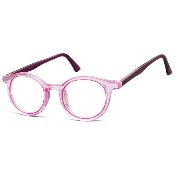 Okrągłe oprawki korekcyjne okulary zerówki TR-97E różowy transparentny