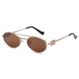 Okulary przeciwsłoneczne owalne UV400 SKK-06C złoty/brązowy