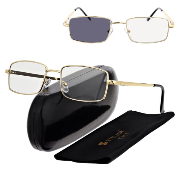 Plusy +3.00 Fotochromowe okulary do czytania z flexami ST342B złote