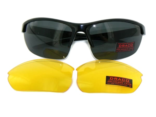 Sportowe okulary z dwoma soczewkami polaryzacyjnymi czarna i żółta - DRS-53C3