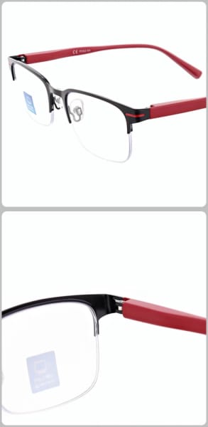 Męskie okulary +1.75 do czytania i komputera Blue Light+Antyrefleks STL281 czarny/czerwony