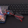 Męskie okulary +3.50 do czytania i komputera Blue Light+Antyrefleks STL281 czarny/czerwony