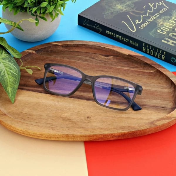 Męskie okulary +3.00 do czytania i komputera Blue Light ST339 szare
