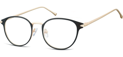 Oprawki okularowe kocie oczy damskie stalowe Sunoptic 940A czarno-złote