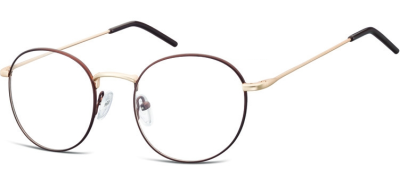 Lenonki okrągłe Okulary oprawki optyczne 938B brązowo - złote