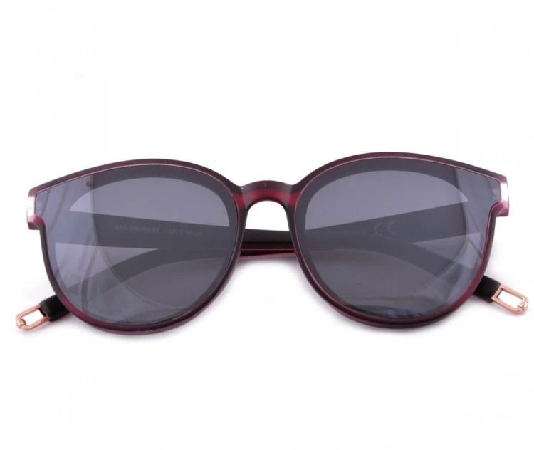 Damskie okulary przeciwsłoneczne Kocie HM-1605B burgundowe