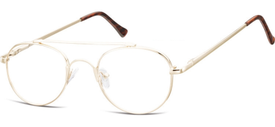 Okulary oprawki okrągłe zerówki metalowe korekcyjne 785C złote