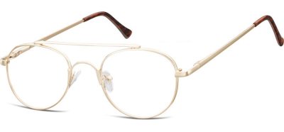 Okulary oprawki okrągłe zerówki metalowe korekcyjne 785D ciemne złote