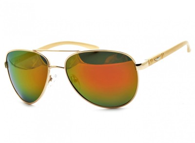 Złote Pilotki przeciwsłoneczne Polaryzacyjne okulary aviator Lustrzanki POL-80B