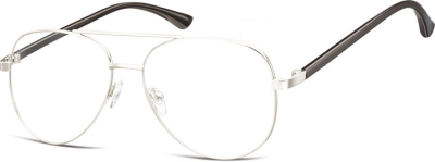 Okulary oprawki Pilotki zerówki metalowe korekcyjne 931A srebrne + czarne