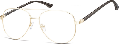 Okulary oprawki Pilotki zerówki metalowe korekcyjne 931D złote + czarne