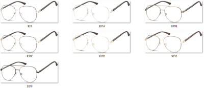 Okulary oprawki Pilotki zerówki metalowe korekcyjne 931E złote + ciemnobrązowe