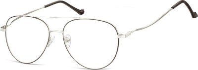 Okulary oprawki Pilotki zerówki metalowe korekcyjne 932 srebrne + czarne