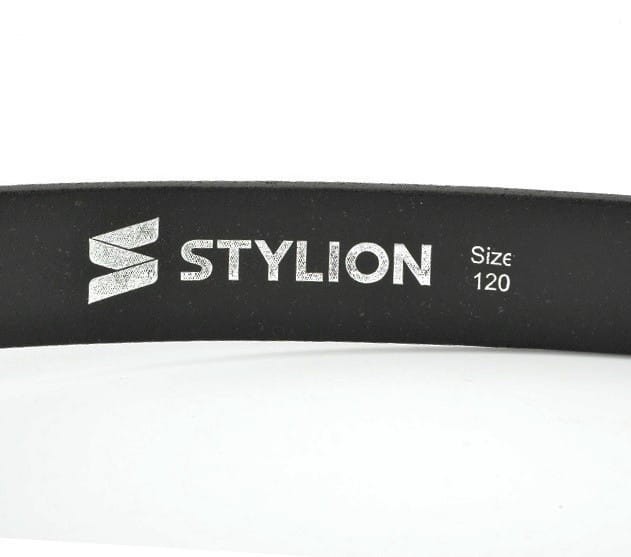 Pasek skórzany STYLION w pudełku - czarny ST40-2 - szer.4cm