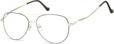 Okulary oprawki Pilotki zerówki metalowe korekcyjne 932C złote + czarne