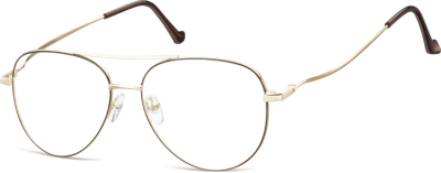 Okulary oprawki Pilotki zerówki metalowe korekcyjne 932D złote + brązowe