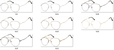 Okulary oprawki Pilotki zerówki metalowe korekcyjne 932D złote + brązowe