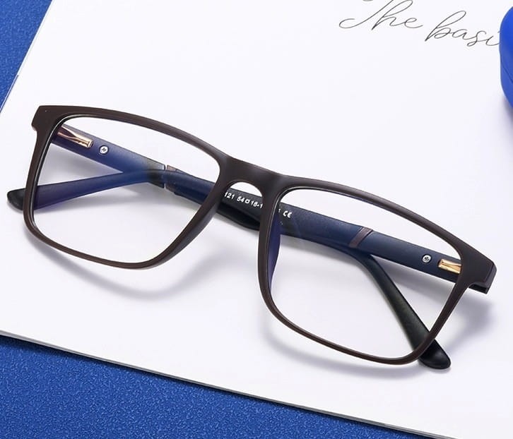 Męskie okulary zerówki do komputera BLUE LIGHT z flexami 25133D brąz/czerń