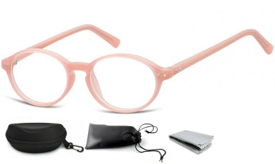 Okulary dziecięce zerówki okrągłe lenonki PK15D pudrowy róż