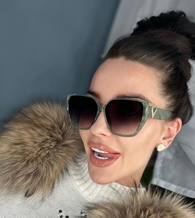 Damskie kwadratowe okulary przeciwsłoneczne z filtrem UV400 zielone ST-MAX6