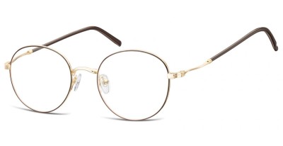 Lenonki okrągłe Okulary oprawki optyczne 927E brązowo-złote
