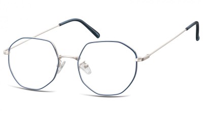 Lenonki Sześciokątne Okulary oprawki optyczne 925E granatowo-srebrne