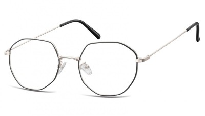 Lenonki Sześciokątne Okulary oprawki optyczne 925F czarno-srebrne