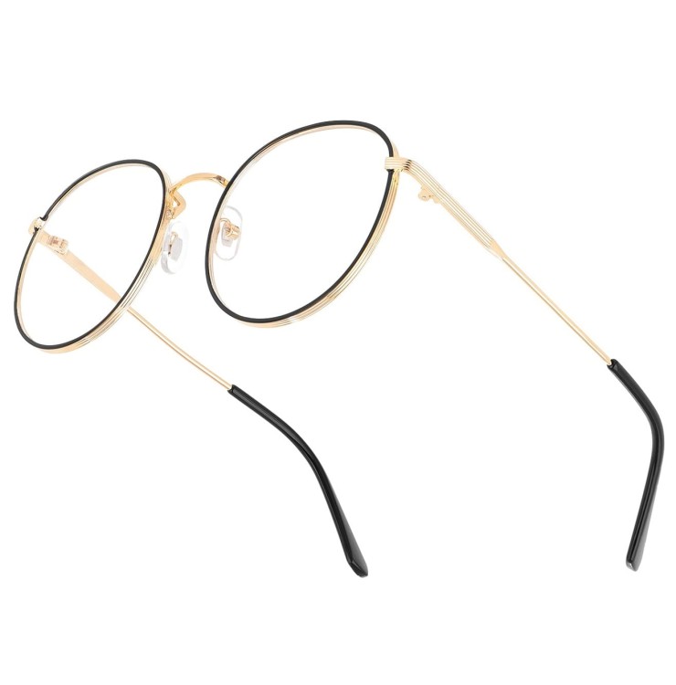 Lenonki okulary z filtrem zerówki z ANTYREFLEKSEM złoto-czarne 2525