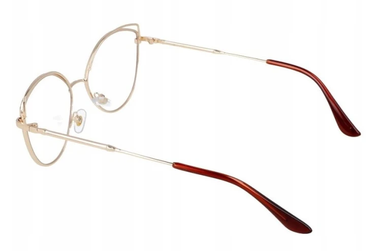 Okulary z filtrem zerówki DAMSKIE kocie oczy z antyrefleksem Brown 2527-3