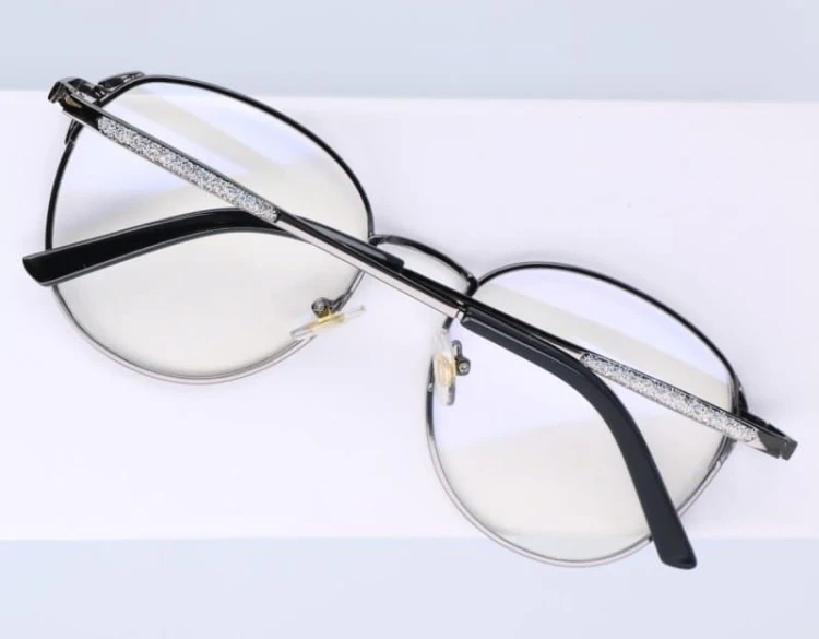 Owalne metalowe Okulary z filtrem DAMSKIE z antyrefleksem 2528-2