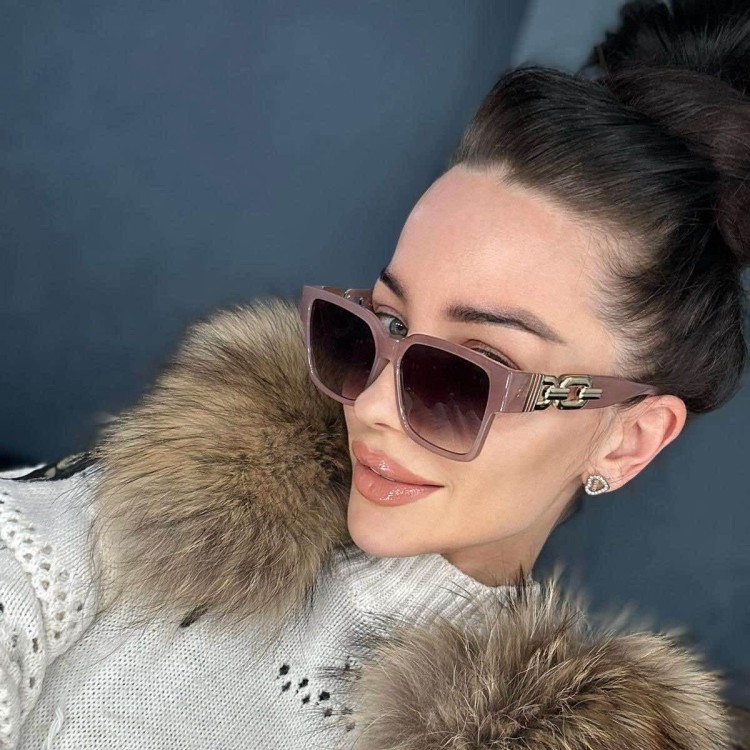 Damskie kwadratowe okulary przeciwsłoneczne z filtrem UV400 brudny róż ST-MAX7B