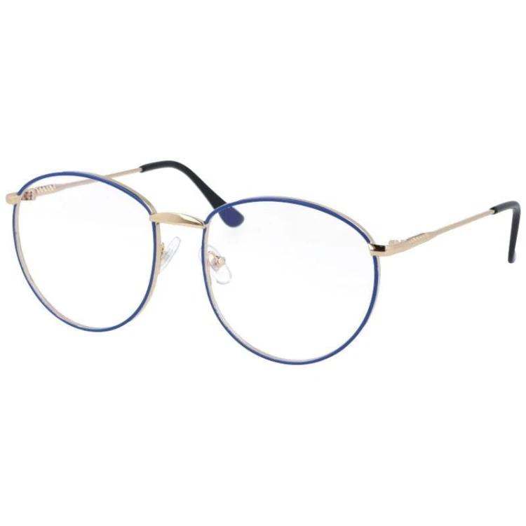 Owalne metalowe Okulary z filtrem DAMSKIE złote z antyrefleksem 2526-1