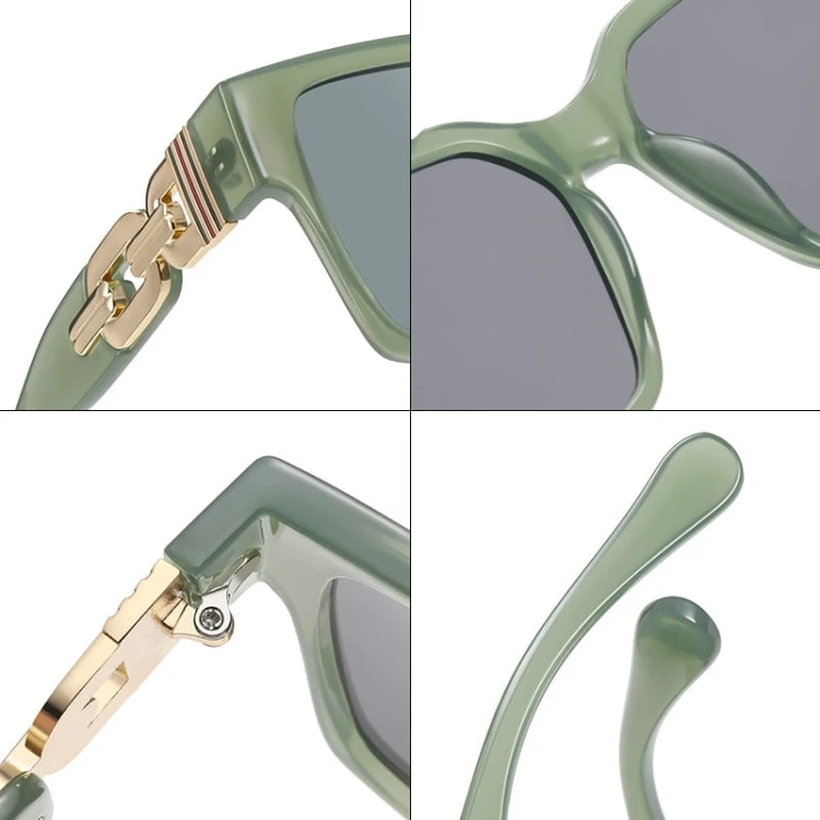 Damskie kwadratowe okulary przeciwsłoneczne z filtrem UV400 zielone ST-MAX7C