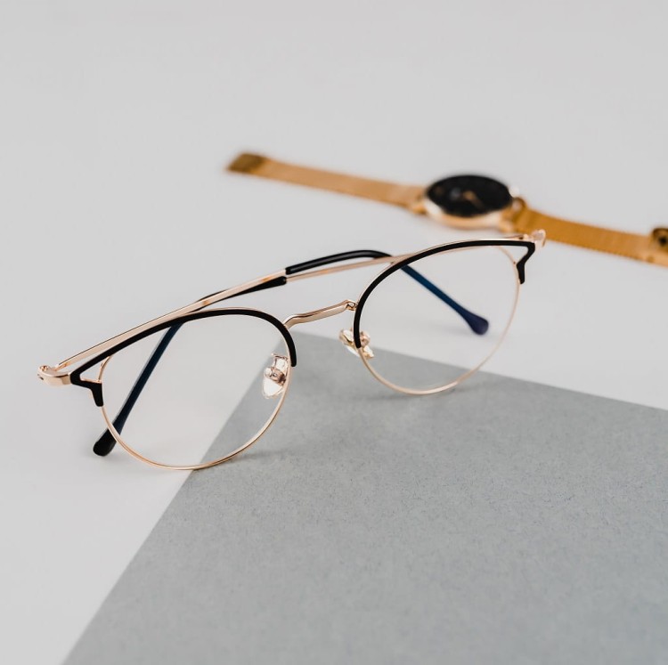 Okulary zerówki damskie z antyrefleksem SCH-543 czarny/złoty