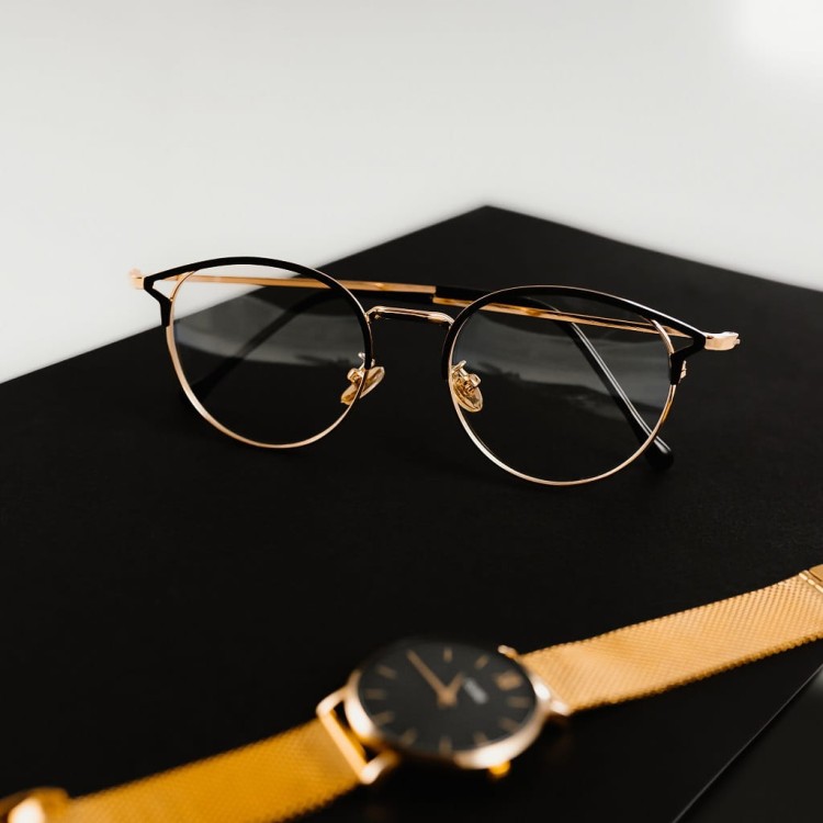 Okulary zerówki damskie z antyrefleksem SCH-543 czarny/złoty