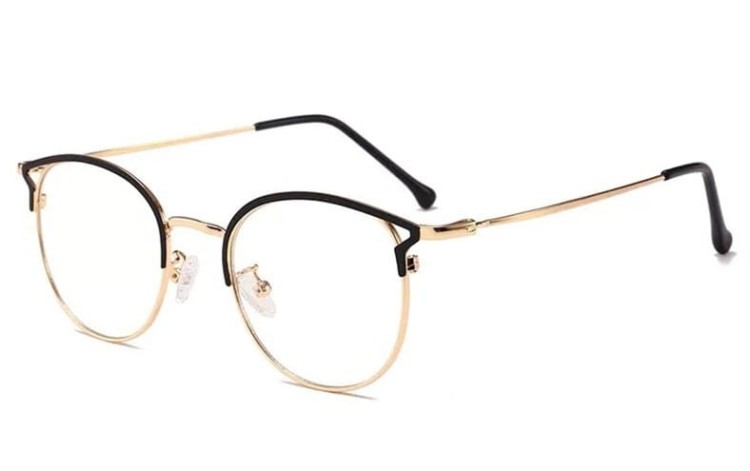 Okulary zerówki damskie z antyrefleksem SCH-543 czarny/złoty