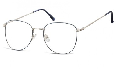 Oprawki okulary  Pilotki zerówki korekcyjne 924E niebiesko-srebrne