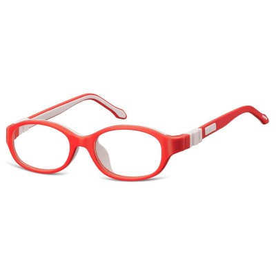Elastyczne dziecięce oprawki okularowe zerówki owalne + gumka Sunoptic K1D Czerwone